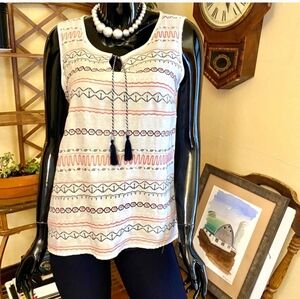 Tribal Pink and Blue Patterned Tank Top